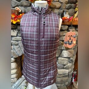 Ariat Women's Plaid Vest - Burgundy and White